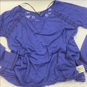 NWT Miss Me Crochet Knit Top Open Back Slit M